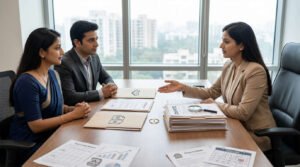 Indian family lawyer explaining mutual divorce, contested divorce and legal separation options to a couple